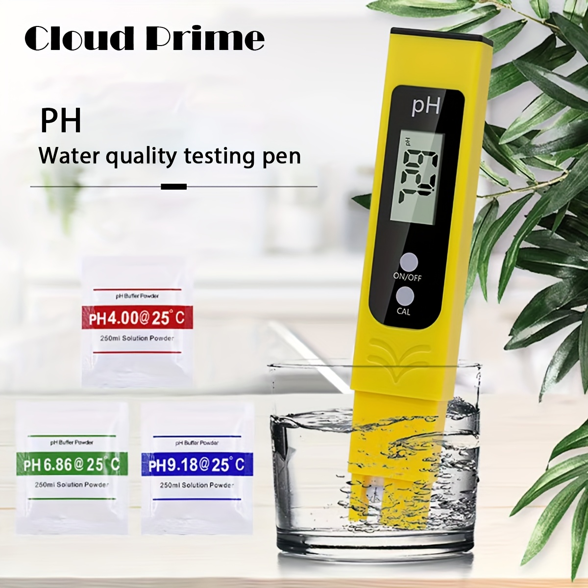 cloud prime ph tester pen high   0 01 yellow   display battery operated ideal for water quality testing hydroponics and household use water tester digital cloud prime