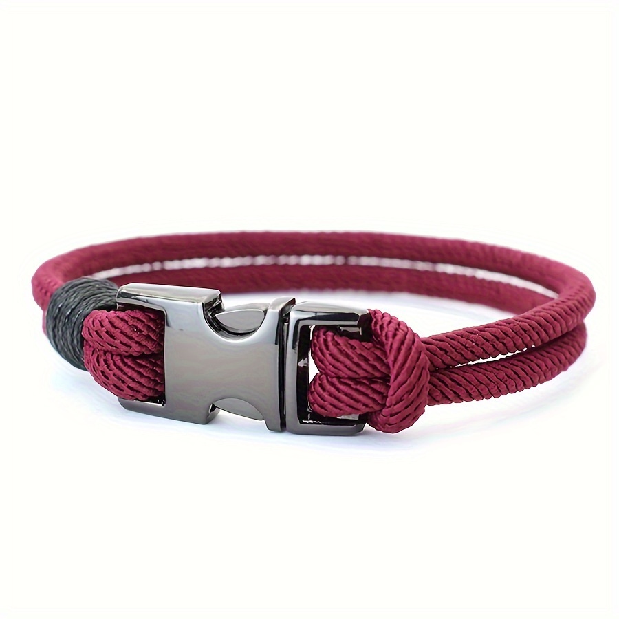 TEMU Handmade Nylon Rope Bracelet With Simple Hook Clasp For Men - Outdoor Survival Wristband