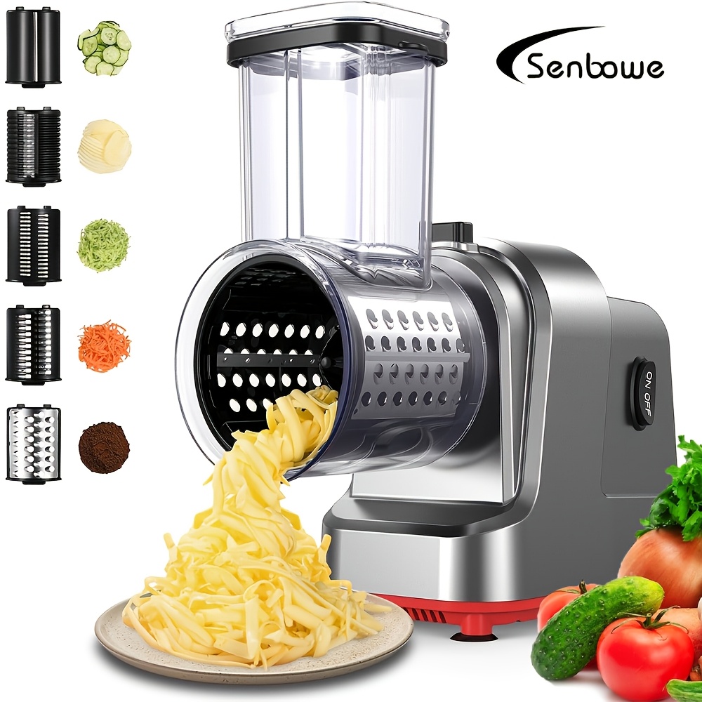   5 in 1 electric cheese grater salad maker versatile kitchen gadget with 5 blades for perfect     chops ideal for cheese vegetables   stainless steel eu plug
