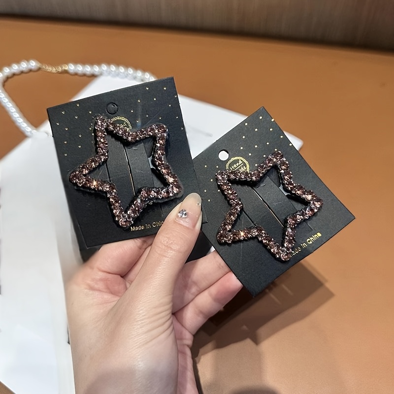 2pcs Rhinestone Five-pointed Star Hair Clips, Back Of Head Bb Clips For Women, Bangs And Side Hair Clips, Hair Clips, Simple Star Hair Clips, Gift For Eld, Gift For