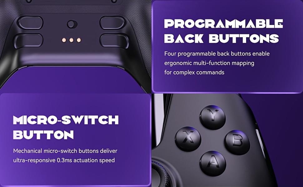 (No Drift) Interactive Screen Wireless Gaming Controller for iOS/for Switch/PC/Android/Steam Deck, Hall Effect Stick & Trigger, RGB Lighting, Remappable Buttons, 1800mAh with Charging Dock-V2 (Black). Notice Not Compatible with Xbox and PS5