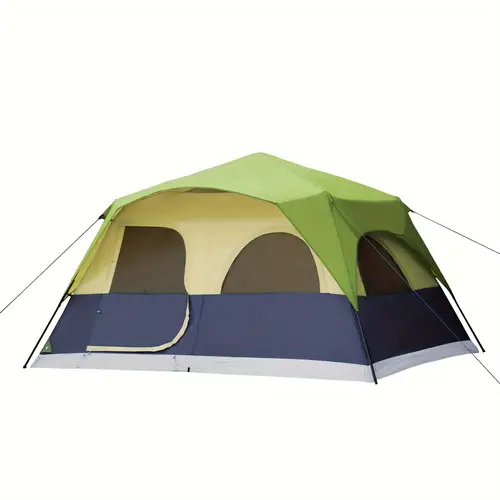 8 person tent camping large waterproof cabin family tent easy to set up with 5 large mesh windows rain sheet carrying bag green
