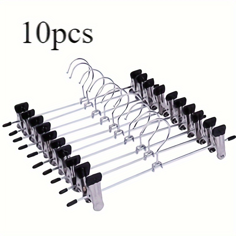 

10-piece Multi-functional Metal Clothes Hangers With Non-slip Grip - Perfect For Pants, Skirts & Underwear, Polished Finish