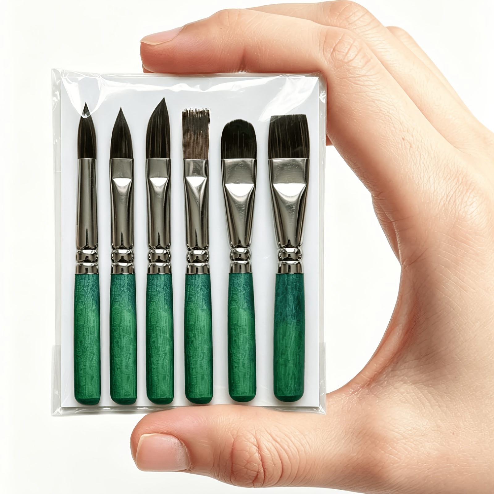 TEMU 6pcs Short Handle Watercolor Brushesprofessional Synthetic Squirrel Paint Brush Set For Detail Acrylic Gouache, Paintbrushes Includes Round,
