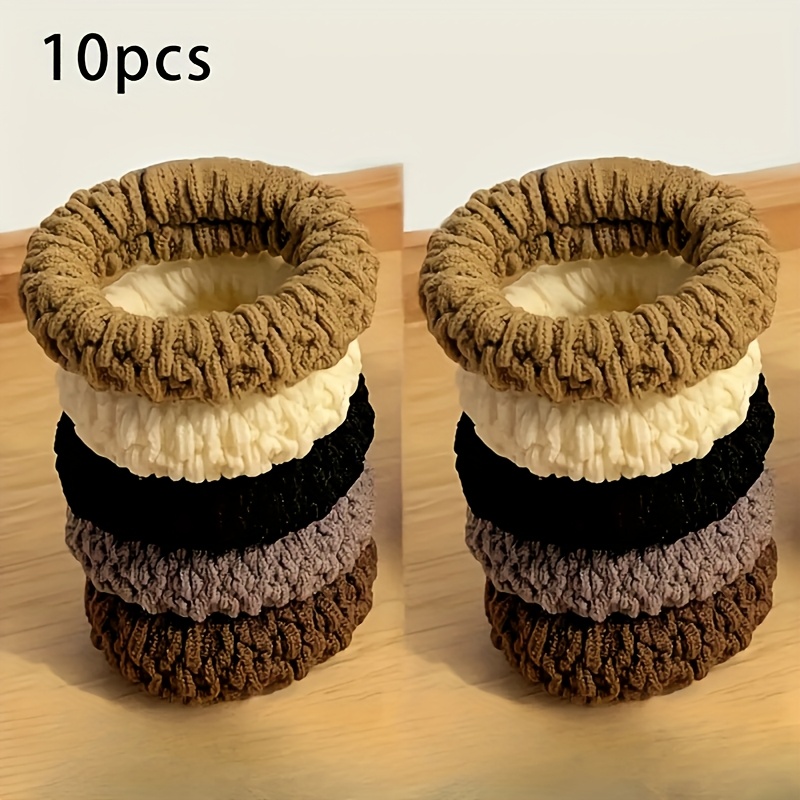 TEMU 10 Pack Thickened Hair Ties - High Elastic Durable Hair Ties, Wide Hair Ties For Ponytails And Buns, Retro , 10 Different Colors