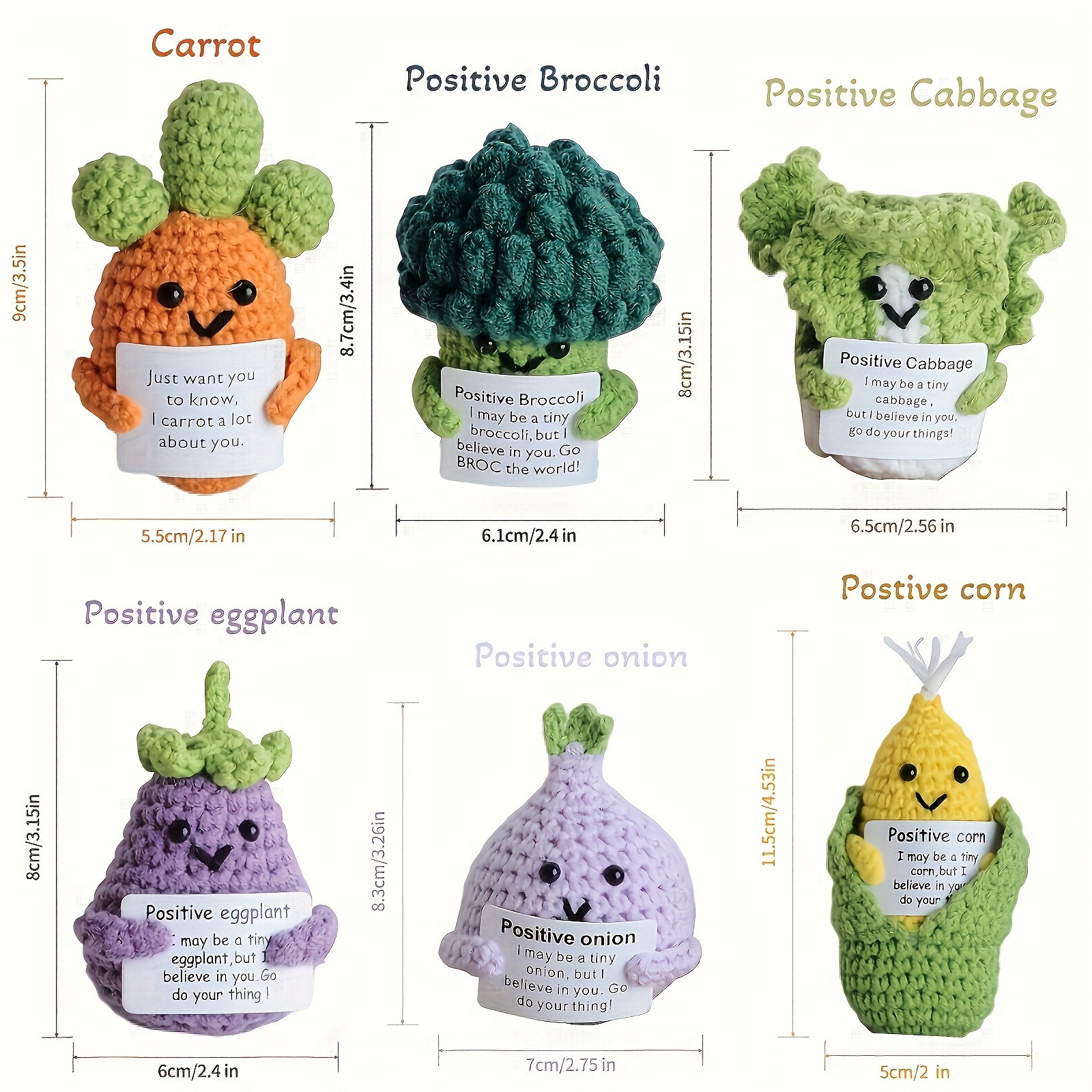 TEMU 6pcs Set Corn Broccoli Eggplant Carrot Cabbage Onion Handmade Yarn Crochet Holiday Party Home Decor, Home Decor, Children's Room Room Decor,