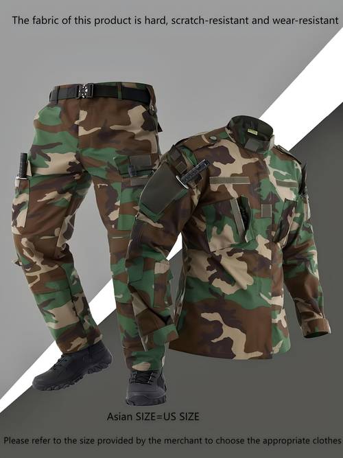 mens acu four color jungle camouflage suit lightweight bdu for hiking pipeline maintenance blacksmithing camping sports cycling and mountaineering with multiple pockets breathable durable workwear
