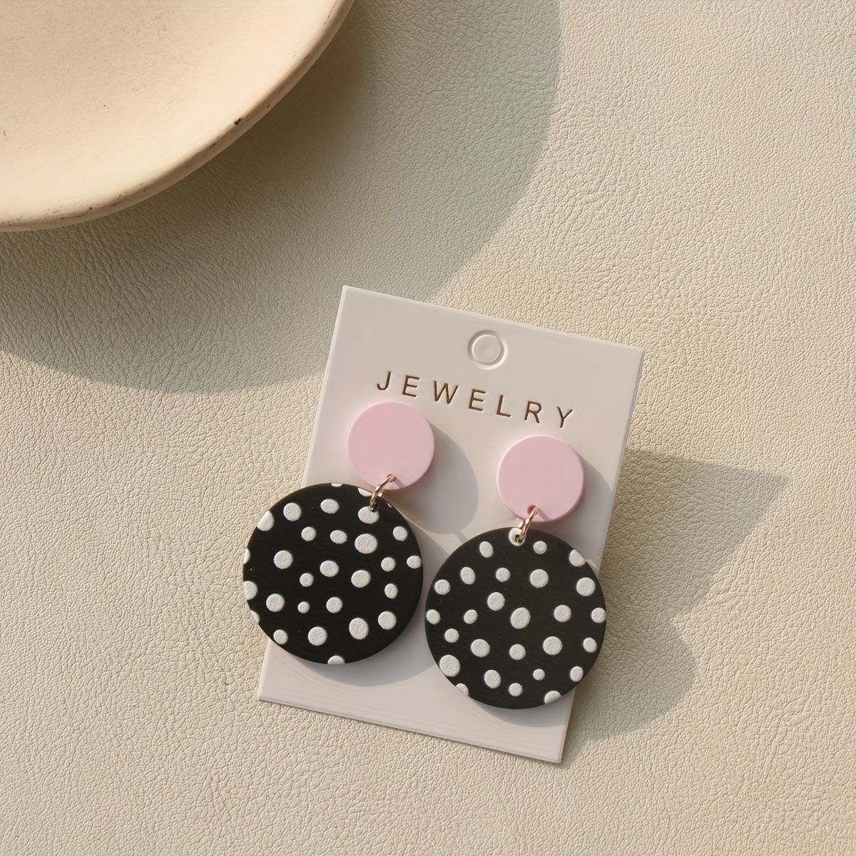 E-shop 1 Paar Damen-Ohrringe, Klassische Runde Polka-Dot-Acryl-Ohrringe, Weiche Ton-Textur, Vintage Elegant, Alltagstauglicher Schmuck, Urlaubsgeschenk