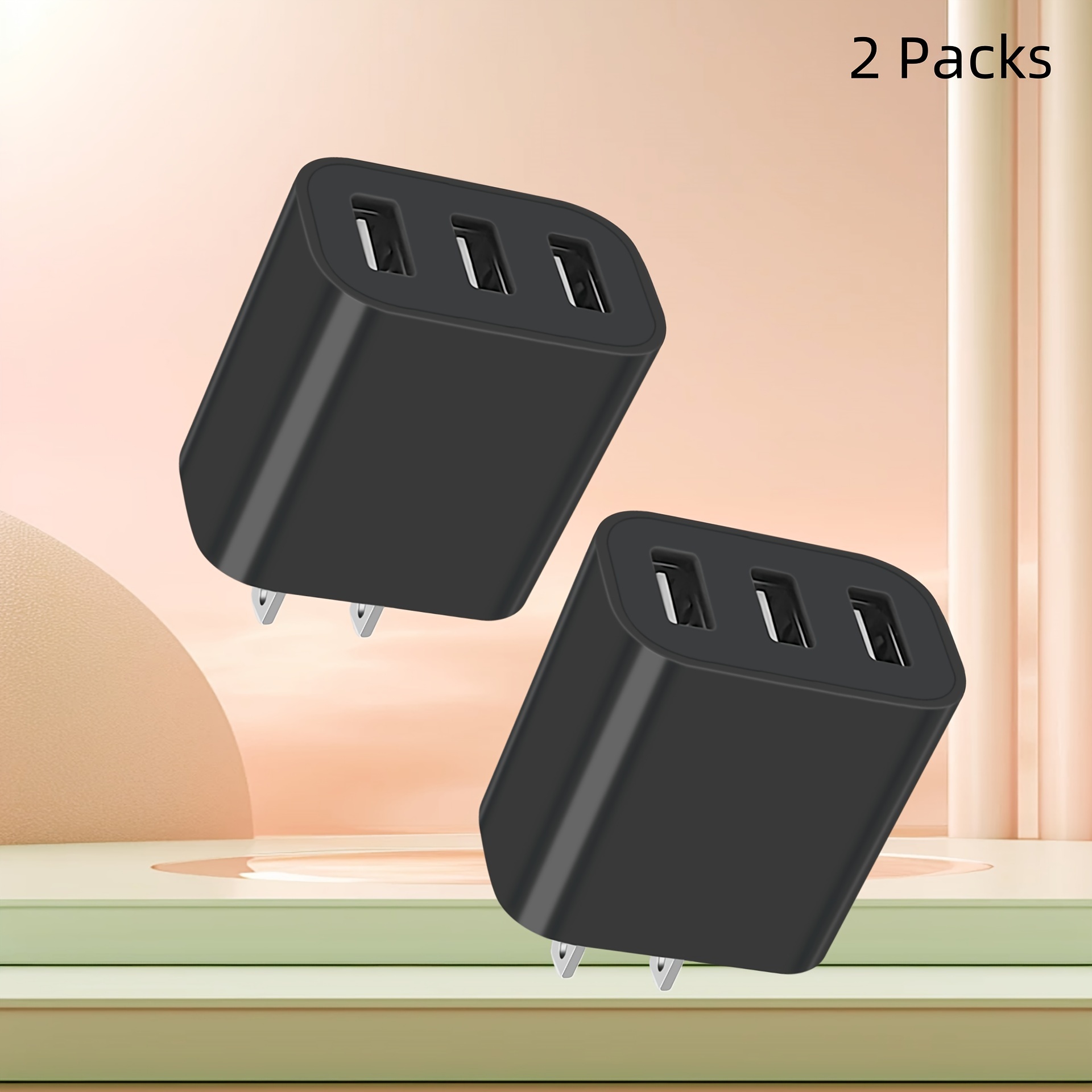 

Usb Wall Charger, Charger Adapter, 3 Port Quick Charger Plug Cube For Iphone 14 13 12 11 Pro Max 10 Se X Xs 8 Plus For Samsung Galaxy S22 S21 S20 Power 12w Block Fast Charging Box Brick