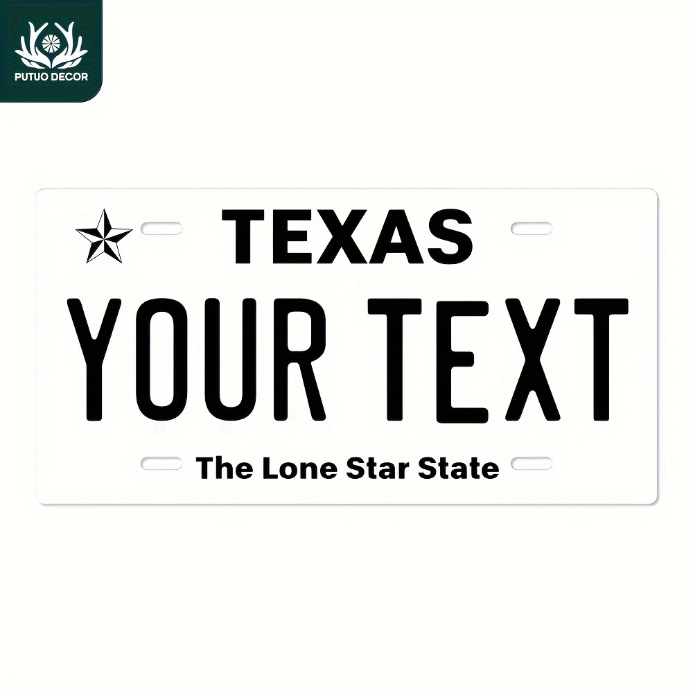 

Custom Texas License Plate Metal Tin Sign - Personalized Lone Star State Wall Art For Home, Farmhouse, For Man Cave, Garage, Bar - Unique Gift Idea