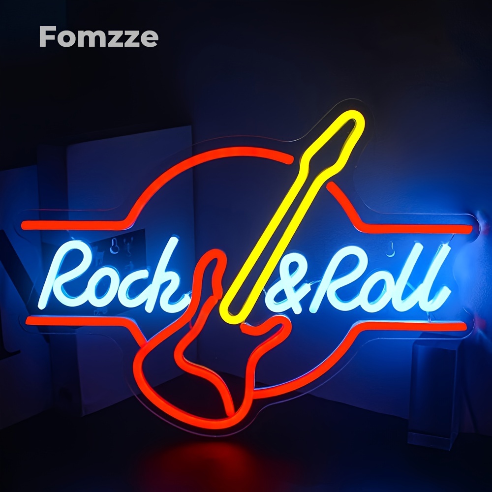 

Guitar Rock And Roll Neon Sign, Neon Light Sign, Led Neon Light For Wall, Guitar Shape Neon Sign, Neon Signs For Wall Decor, Usb Led Neon Signs For Music Bar, Live Music