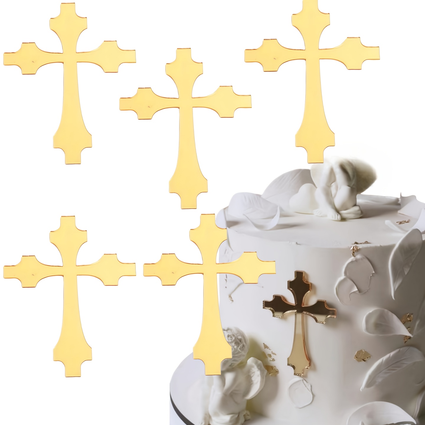 5pcs Religious Cake Decorations, Acrylic Cake Toppers, God Cake Flags, Party Baking Supplies