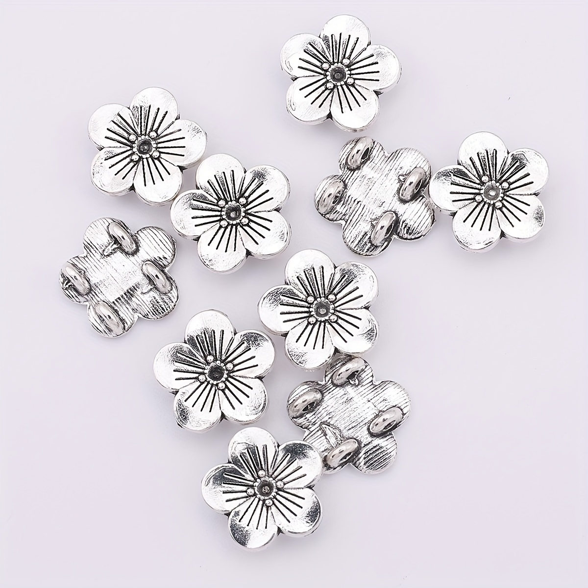 Image of 20pcs 3d Flower Spacer Beads Vintage Alloy Accessories Stringing Bead Separators Diy Necklace Bracelet Making Jewelry Craft Supplies Jewelry Crafting