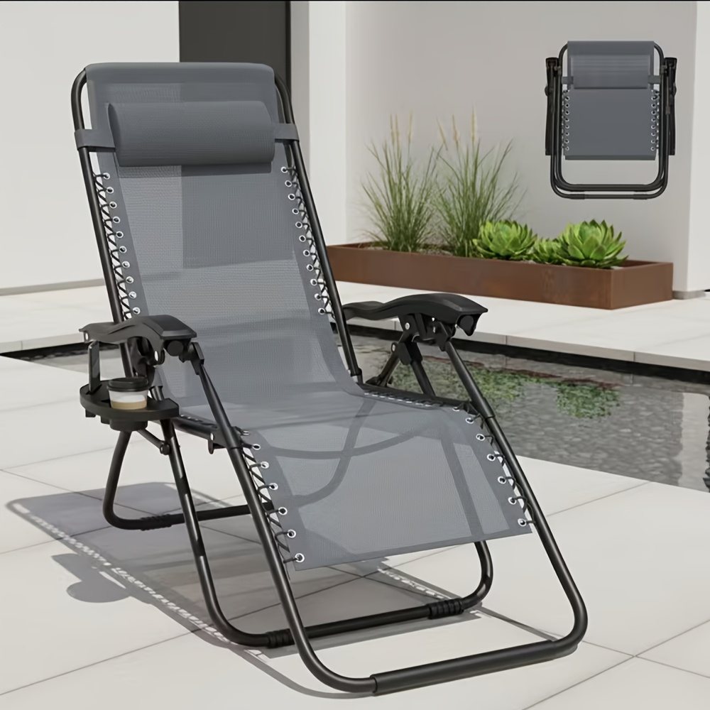Bayernlive 1pc Folding Chair, Deckchair, Garden Lounger, Sun Lounger With Cup Holder And Portable Relaxation Lounger For The Garden, Beach Or Balcony