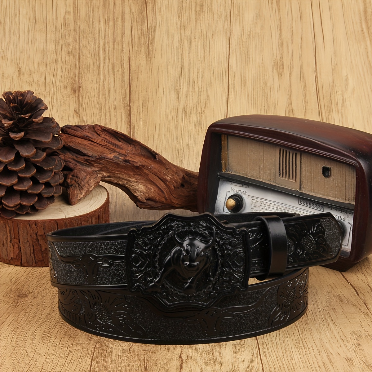 Retro Pattern Wide Waist Belt with Alloy Buckle