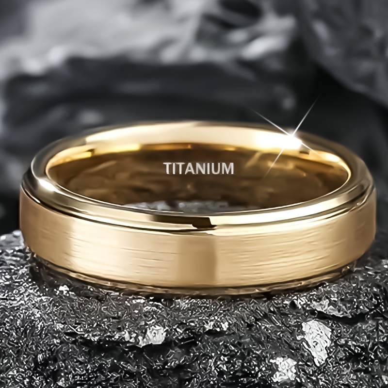 Image of 1pc 6mm Titanium Steel For Men And Women, Durable And Luxurious Wedding Band, Engagement Ring Jewelry Gift