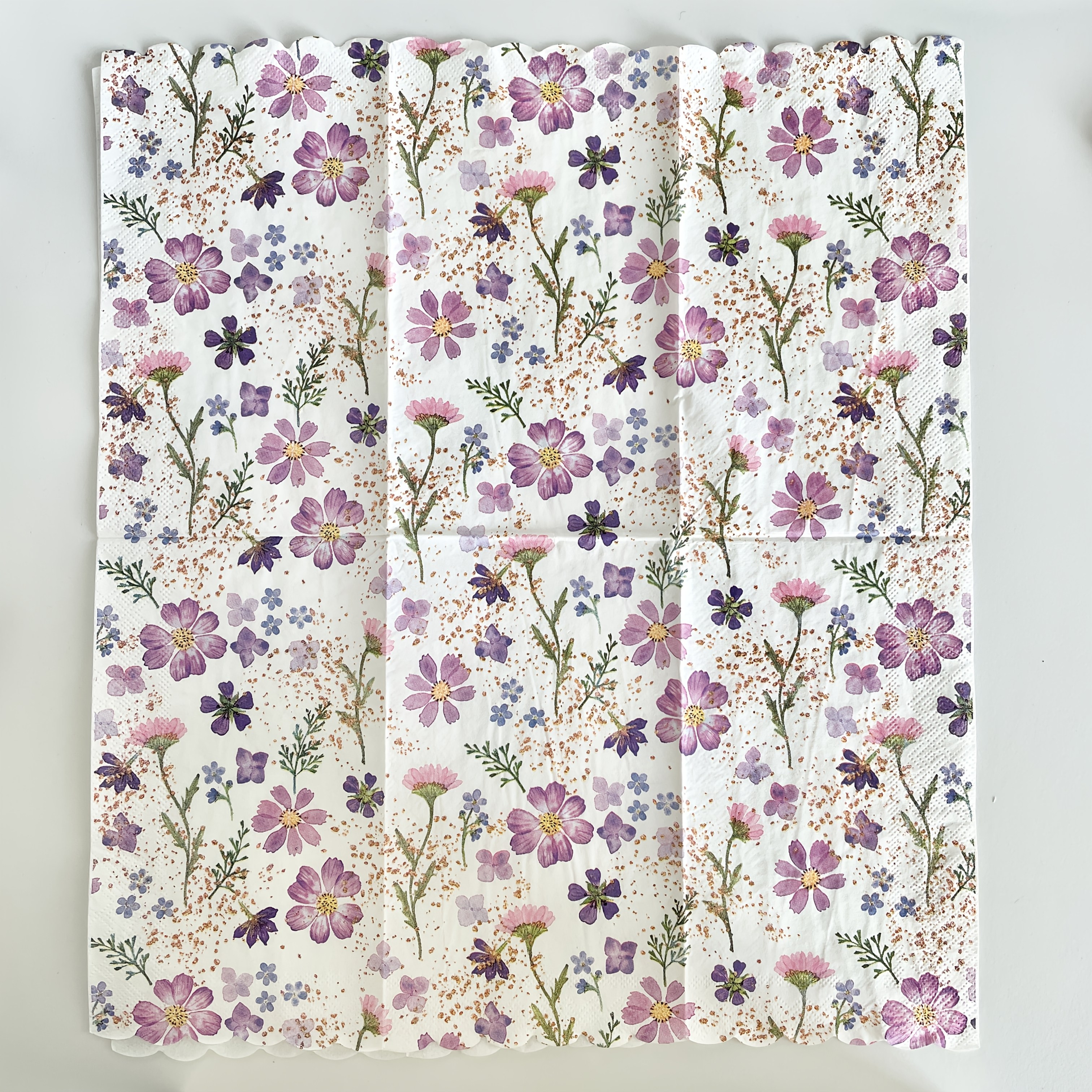Image of 20pcs Spring And Summer Purple Flower Pattern 3-ply Disposable Napkins For Parties, Weddings, Birthday Parties, Perfect Desserts And Celebrations Decorations