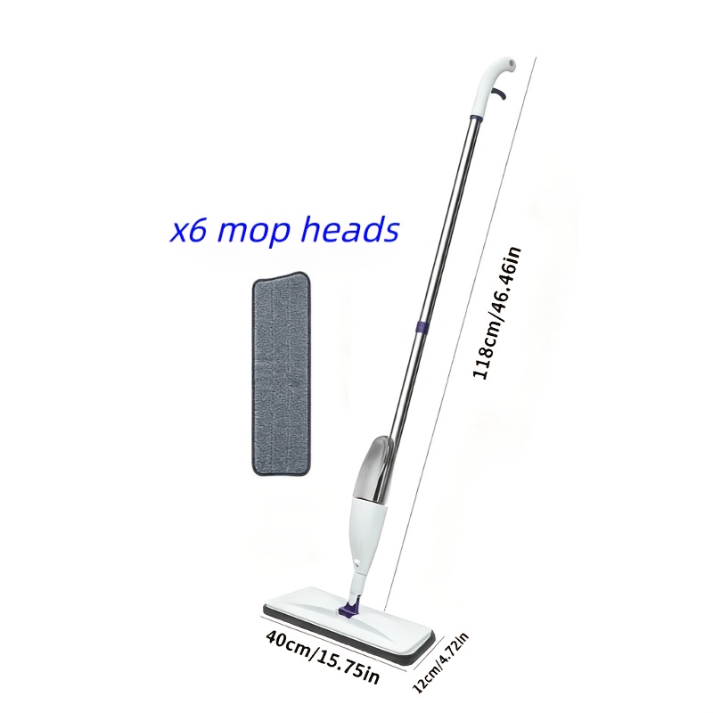 TEMU Portable Spray Mop With 6 Replaceable Pads And A Refill Bottle, 360-degree Flexible Design, Suitable For Dry And Wet Use, Ideal For Bedrooms,