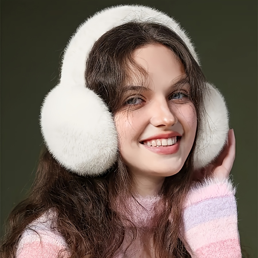 Women's Comfortable Plush Earmuffs - Cute Warm Winter Earmuffs, Elastic Fit, Hand Wash Polyester Fiber details 2