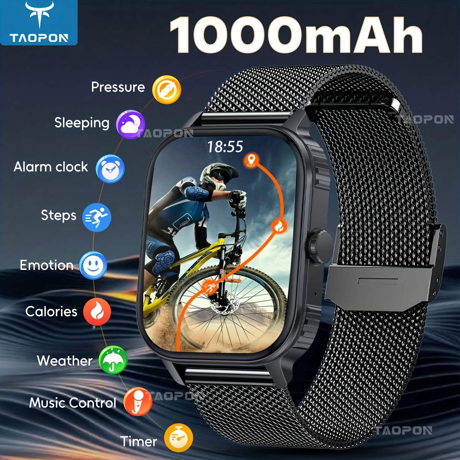 Image of Taopon Smart Watch Compatible For Iphone/, 2.04” Screen Smartwatch With ,, 1000mah Battery,, 70 , Call/sms Alerts, Voice Calling, Step Counter & Timer Suitable For Men Women