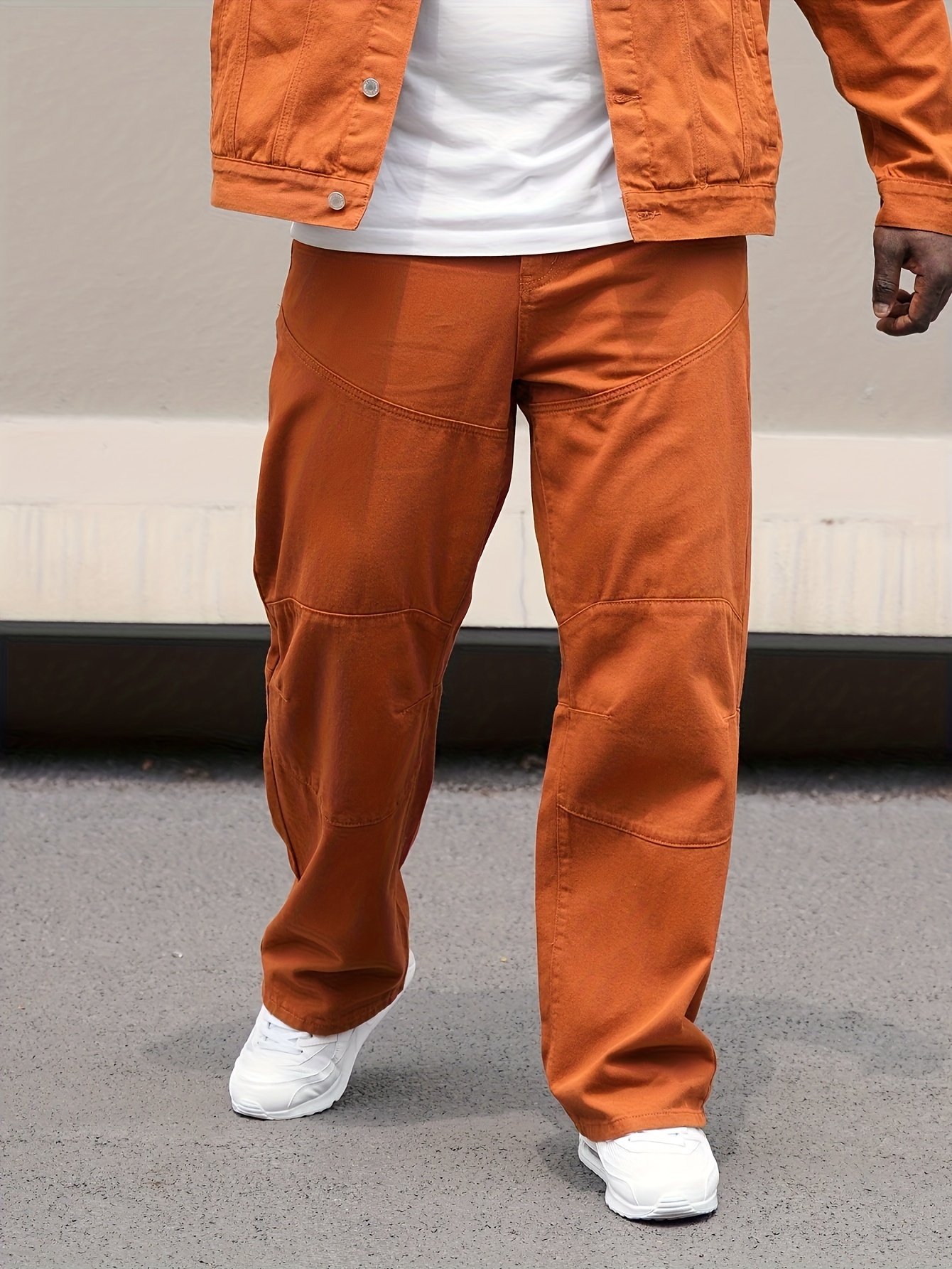 Plus Size Men's Relaxed Fit Straight-Leg Washed Denim Jeans - Casual Machine-Washable Non-Stretch Pants for Spring/Fall, Solid Color Comfortable Casual Attire, Relaxed Fit Pants | Button Fly Closure | Straightleg Design, PLUS SIZE