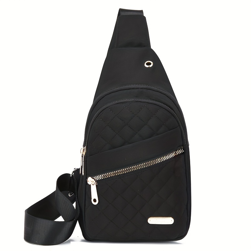 TEMU Chic Quilted Crossbody Chest Bag - Versatile Solid Color - Perfect For Daily Use, Casual Outings & Travel - Lightweight & Comfortable Women's Sling Shoulder Purse
