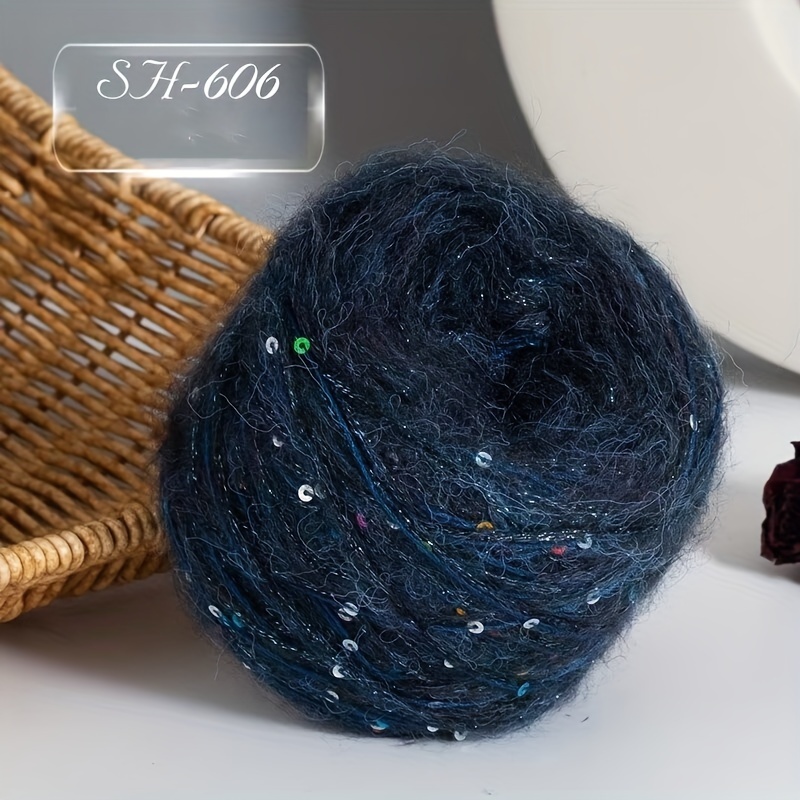 E-shop 4er-Pack, Pailletten-Garn, 50 Gramm pro Knäuel, Garn zum Handstricken von Mäntel- und Schals