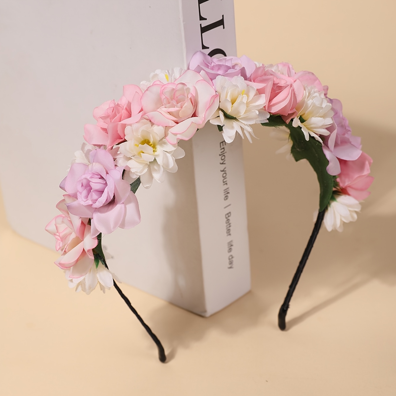 TEMU 1pc Flower Headband Series Bride Headdress Photo Shoot Atmosphere Hair Additions Bride Headdress Ceiling! Series Flower Hoop Photo Shoot Is A