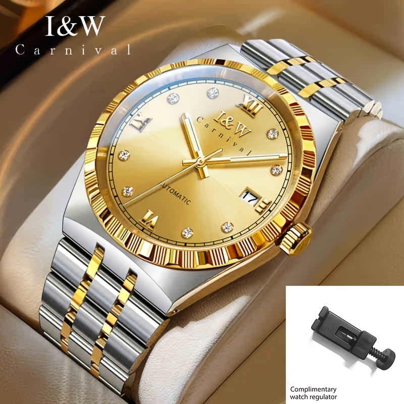 [i&w Carnival] Luxury Brand Sports Mechanical Watch, Men'-resistant Synthetic Sapphire Crystal Watch Face Watch, Men's Fashion Festival Gift, Without Battery