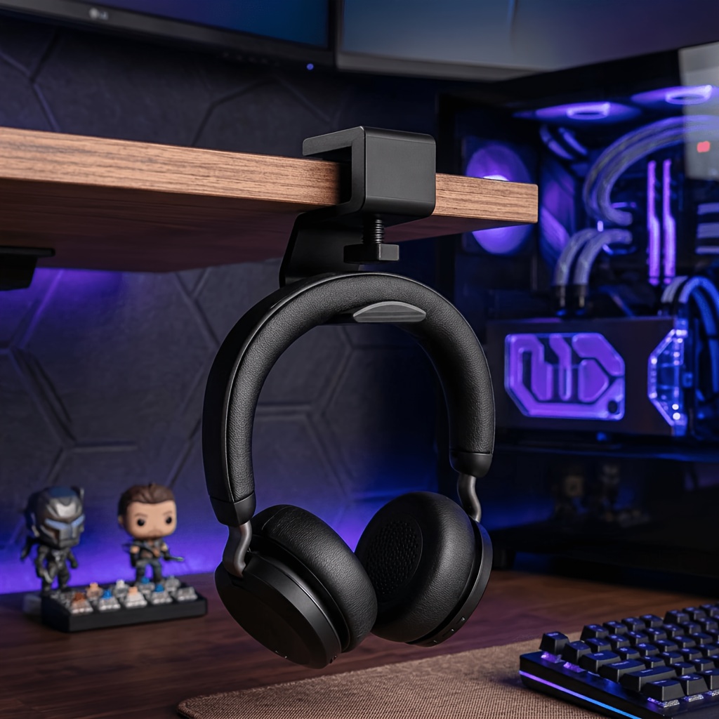 TEMU A Stylish And Space- Clip-on Headphone Stand, Designed For Modern Desktop Setups. Fits With A Thickness Of 1.8cm (0.71 Inches). Your Neat And