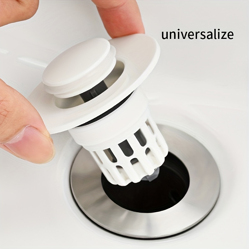 

1pc Universal Bouncing , 2.36in Diameter Press Type Filter, Leak-proof With Thickened Silicone Seal Ring, Plastic Sink Drain Plug For Washbasin, Anti-odor And Anti-insect Sewer Accessory