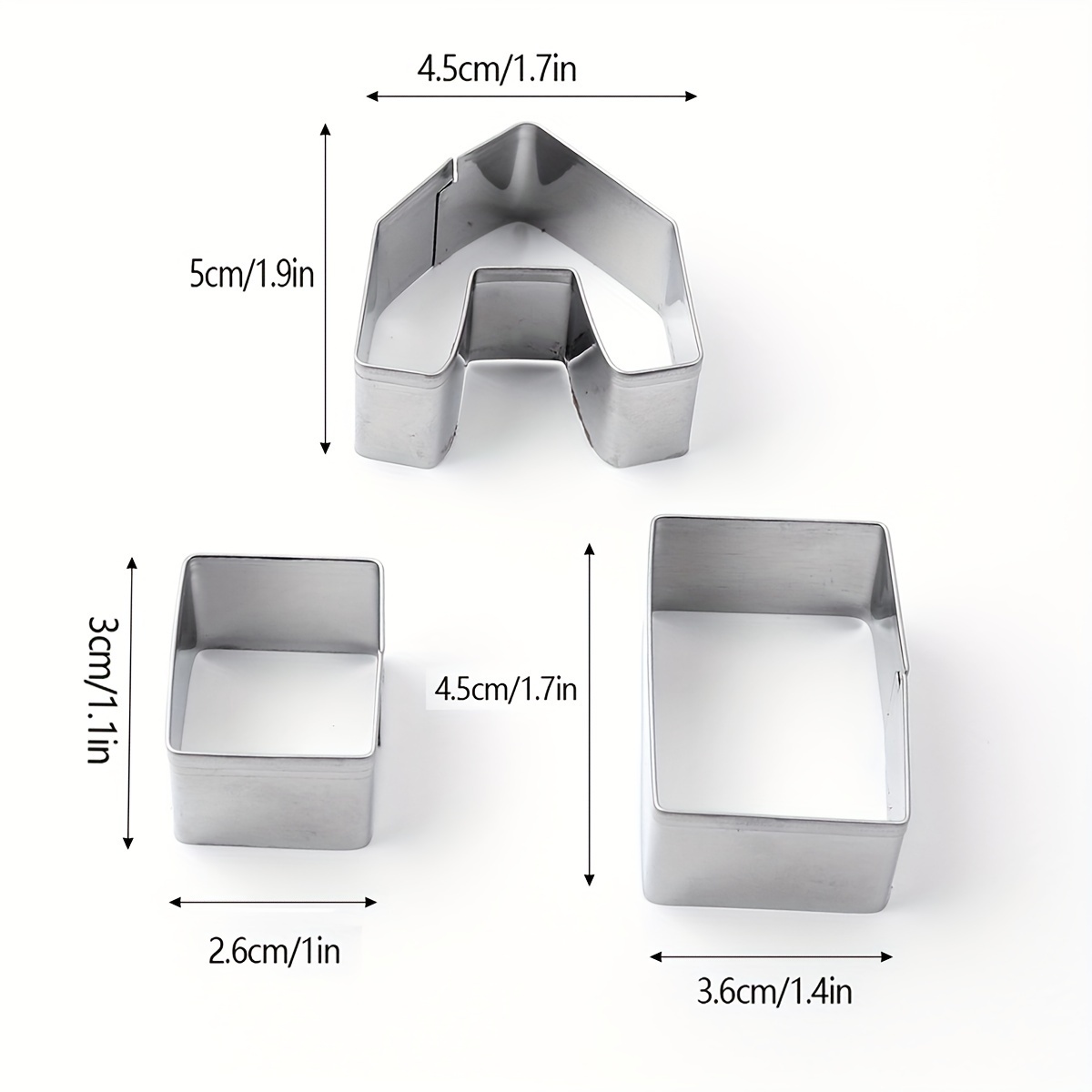 3pcs 3d Cake Mini House Mold Three-piece Set Stainless Steel Christmas House Cookie Mold Cake Mold Pastry Baking Utensils Christmas Cutting Mold Suitable For Festivals Christmas Gifts/halloween Gifts