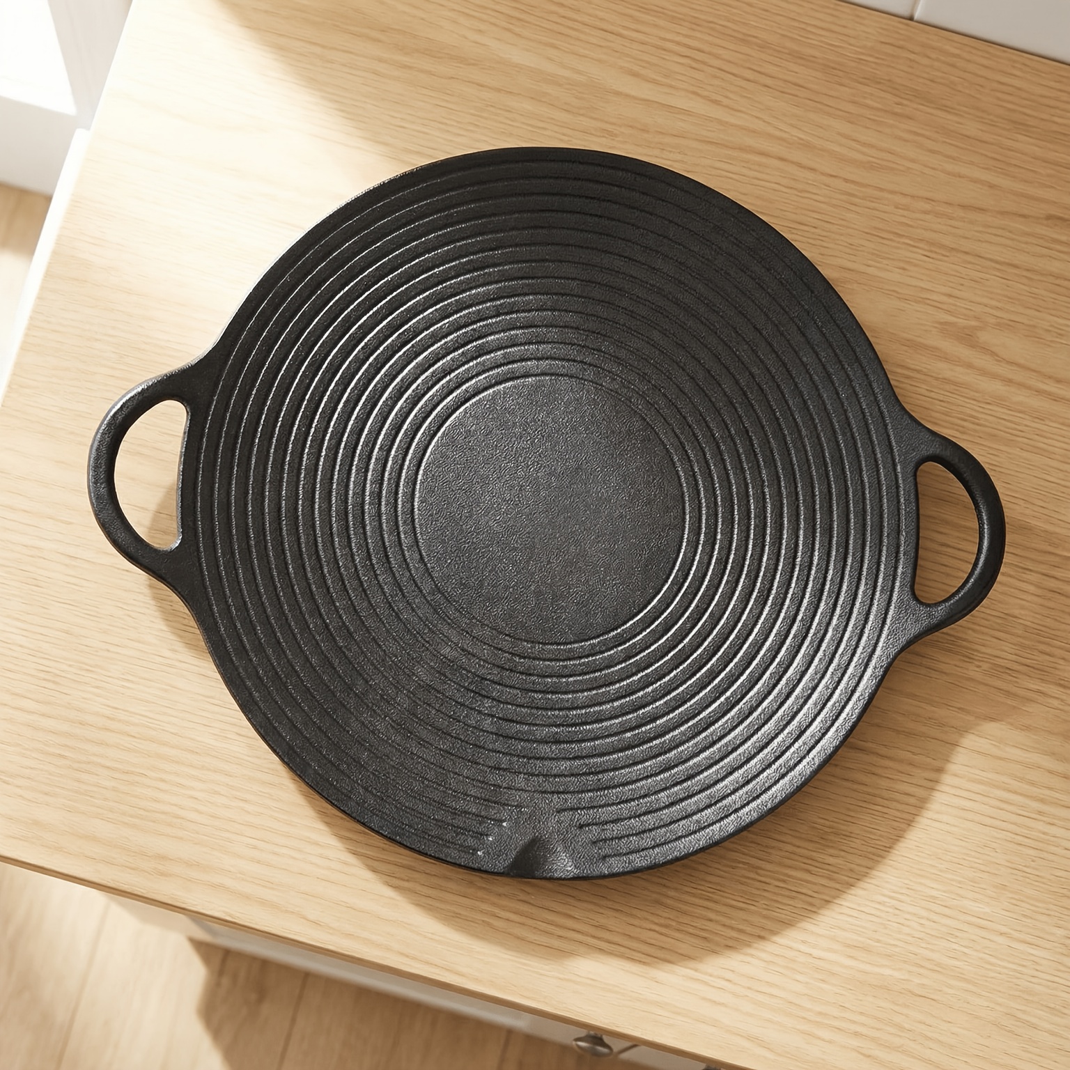 Image of Griddle Pan, Round Grill, Cast Iron Barbecue Plate With Induction Stoves, Kitchen Additions For Barbecue Cooking, Suitable For Indoor And Outdoor Use, Kitchen Supplies For Home