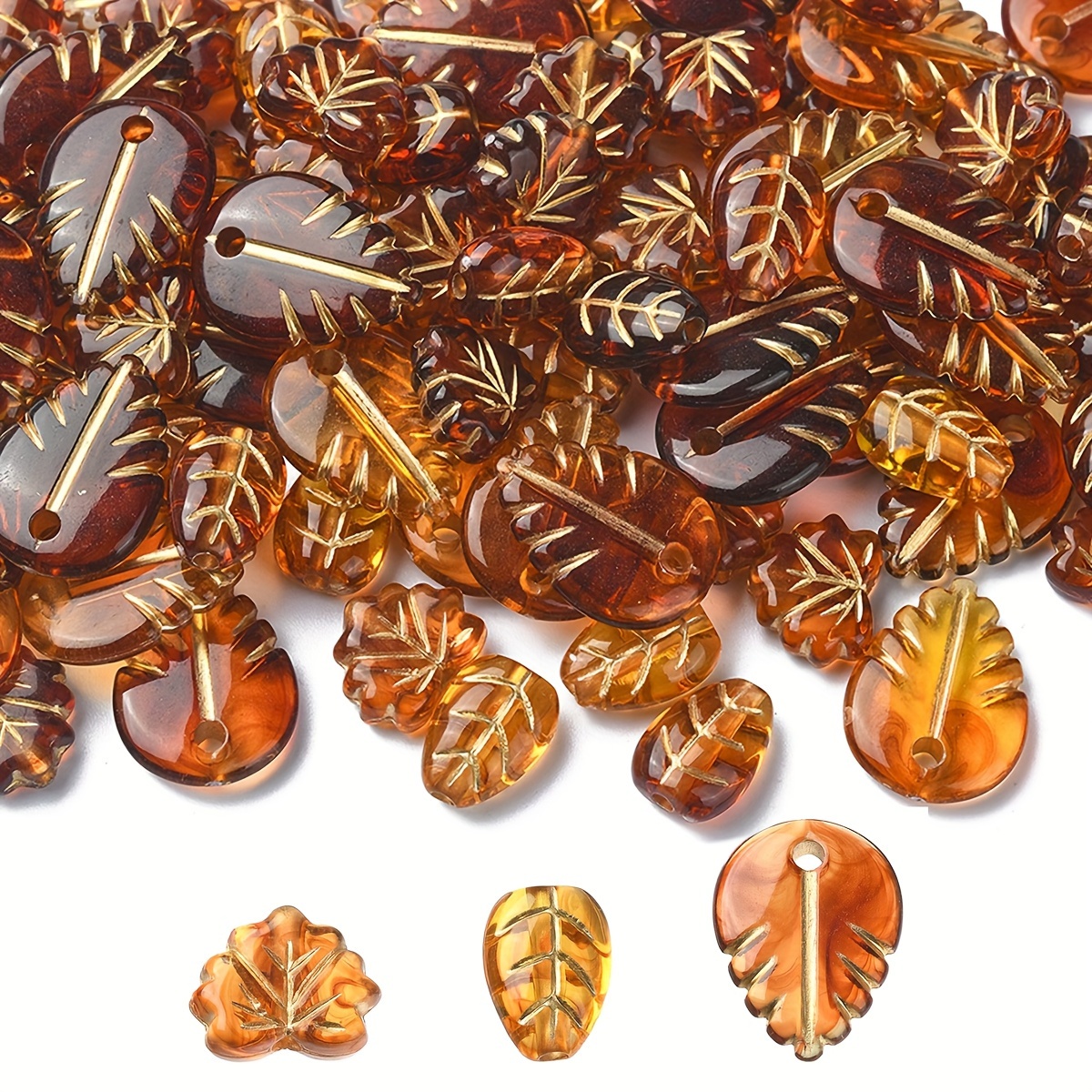 

About 101pcs Acrylic Maple Leaf Pendants, Transparent With Golden Line Mixed Autumn Leaf Charms For Diy Jewelry Making, Earring, Bracelet, Necklace Accessories