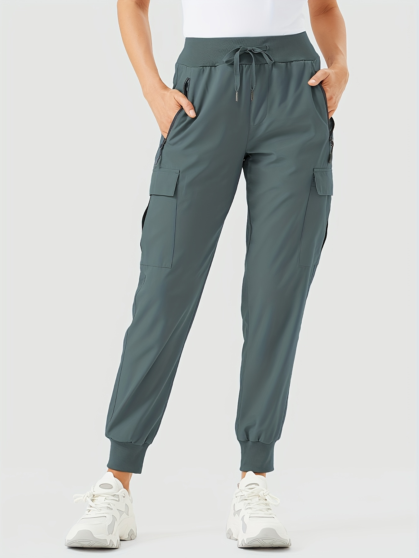 womens cargo joggers hiking pants lightweight camping quick dry 50 zippered pockets