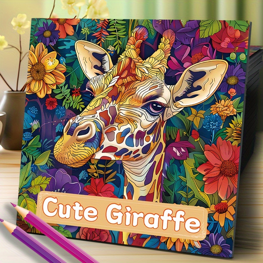 

Cute Giraffe Adult Coloring Book, 20 Pages Watercolor Paper, Coloring Book For 14+, Ideal For Birthdays, Christmas, Halloween & Party Gifts