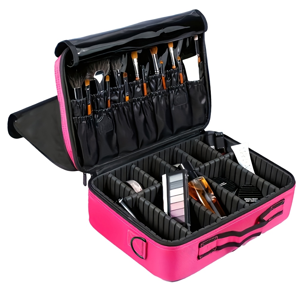 travel professional makeup case large capacity multi   storage bag portable makeup tool bag for business trips multi functional cosmetics and skincare organizer box with brush holder design Product details 5