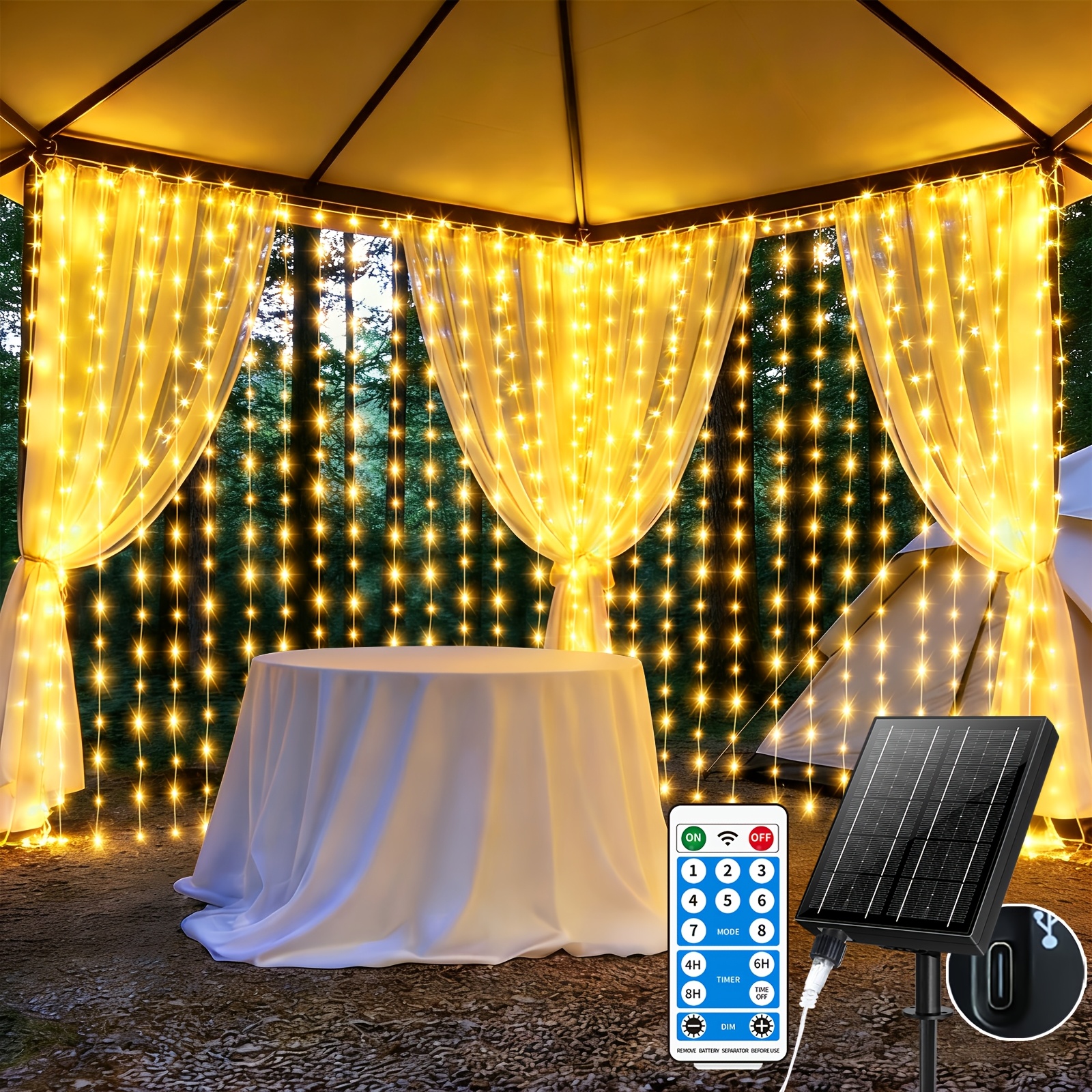 TEMU Guirlandes Lumineuses à 350 LED 2800MA Améliorées pour Rideaux Intérieurs et Extérieurs - 8 Guirlandes Lumineuses Dimmables de de , Durables et