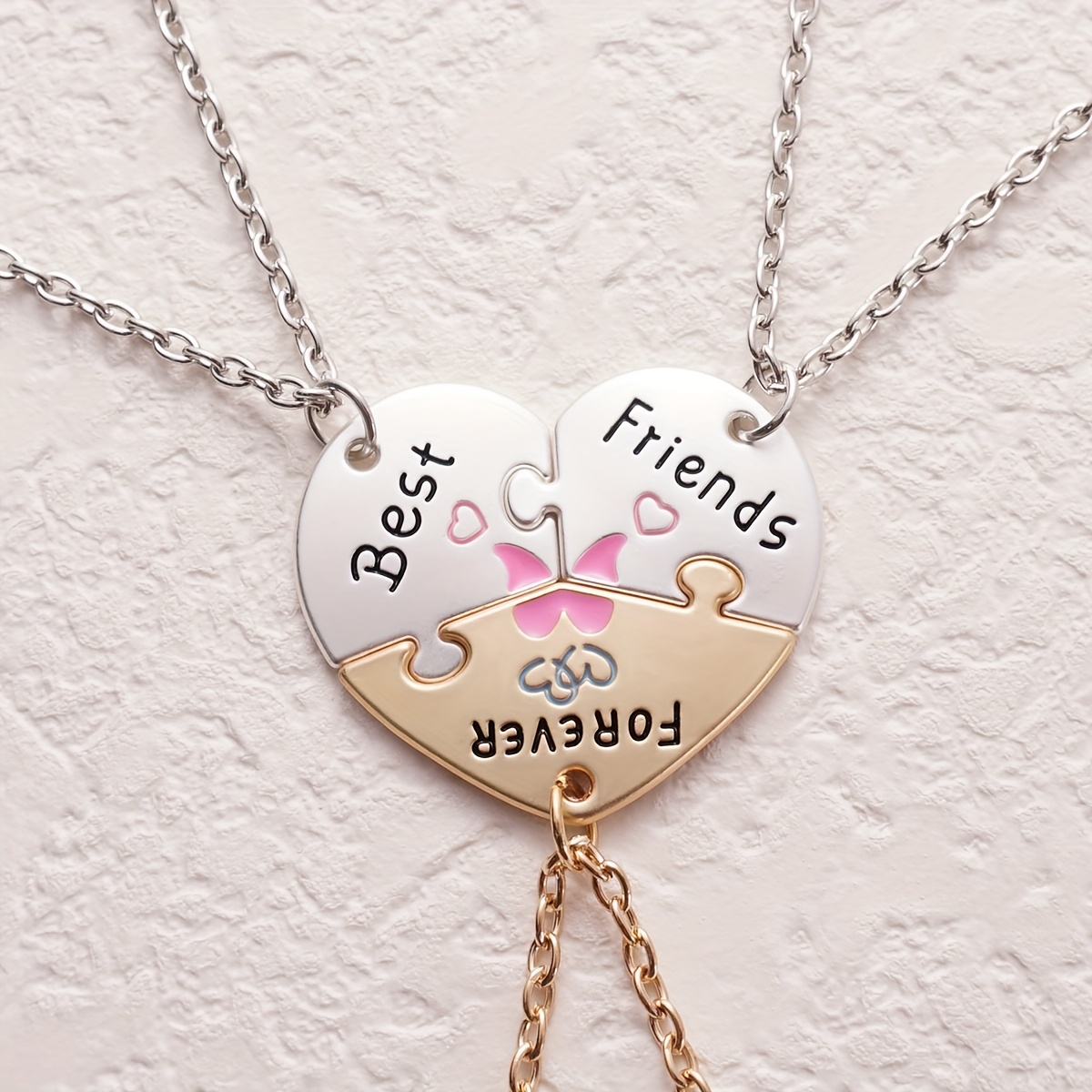 3pcs set   heart pendant necklace for women for school exquisite adjustable love   bff choker party jewelry additions gift  hip forever