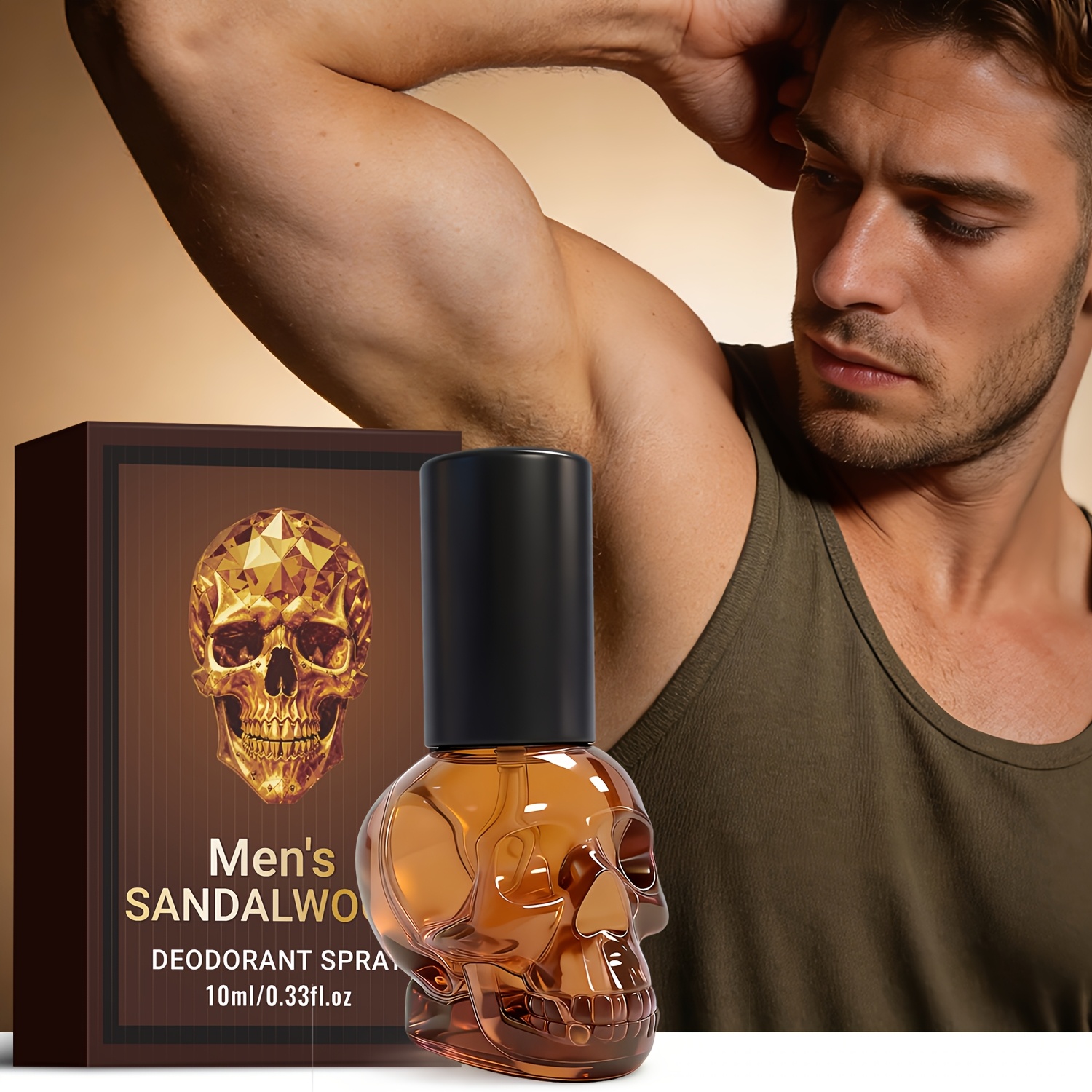 Sandalwood Luxury Deodorant Spray for Men, Featuring a Classic And Captivating Sandalwood Scent, Instantly Refreshes Underarm Skin, Suitable for The Whole Body, a Must-Have for Date Nights, Showcasing Elegant Charm, Lasts for 24 Hours