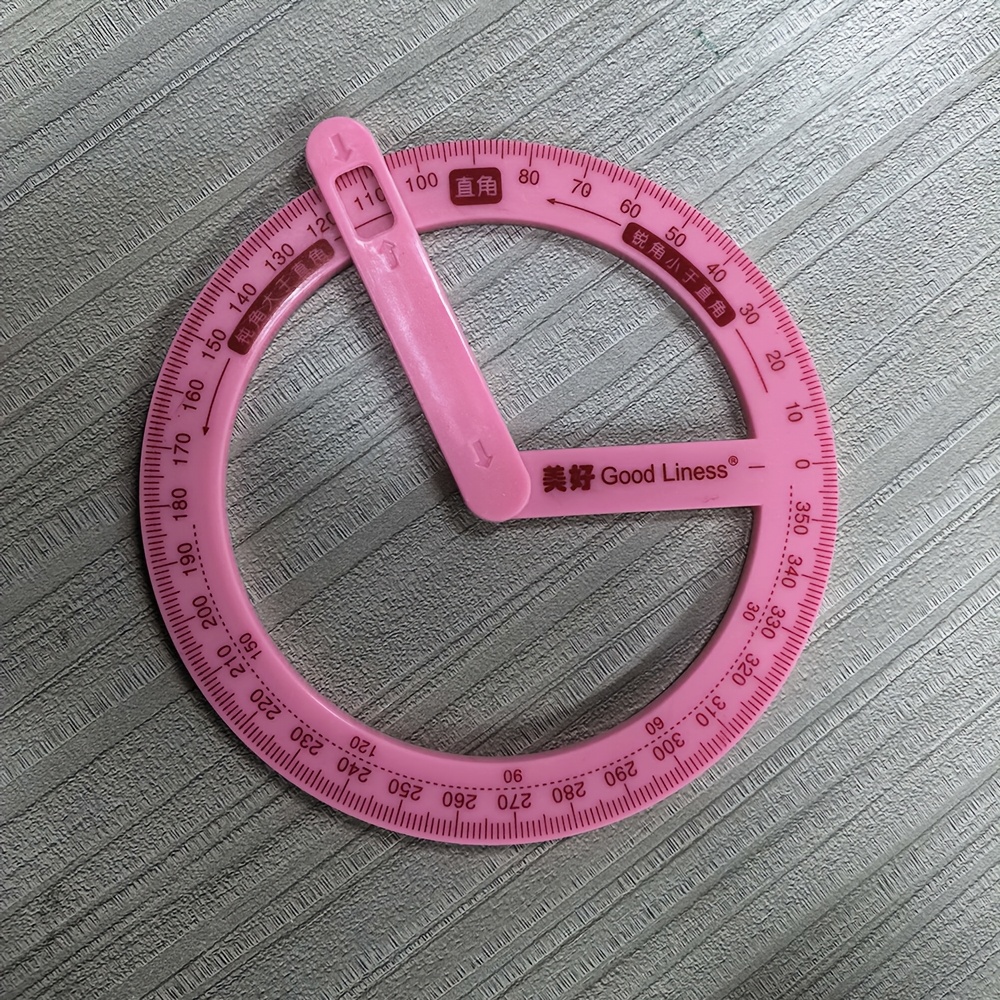 TEMU 360-degree Rotating Protractor - Precision Angle Measuring Tool For Drawing And Measuring, Made Of Durable Plastic, An Essential Office Supply,