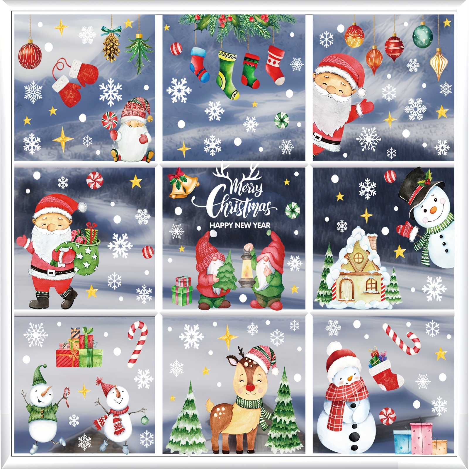177 stuks kerst raamstickers, 10 vellen kerst sneeuwvlok stickers sneeuwpop kous raamstickers, kerstman raamstickers voor ramen glas, winter raamstickers, kerstversiering feestdagen