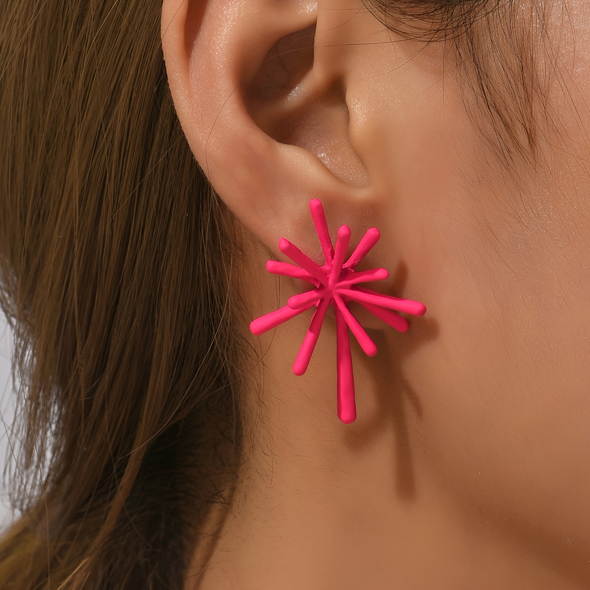 

1 Pairs Sea Urchin Starburst Earrings, Fashion Boho Statement Studs, Irregular Polygon Design, Stylish Trendy Ear Accessory, Ideal For Vacation & Daily Wear, Mother's Day Gift