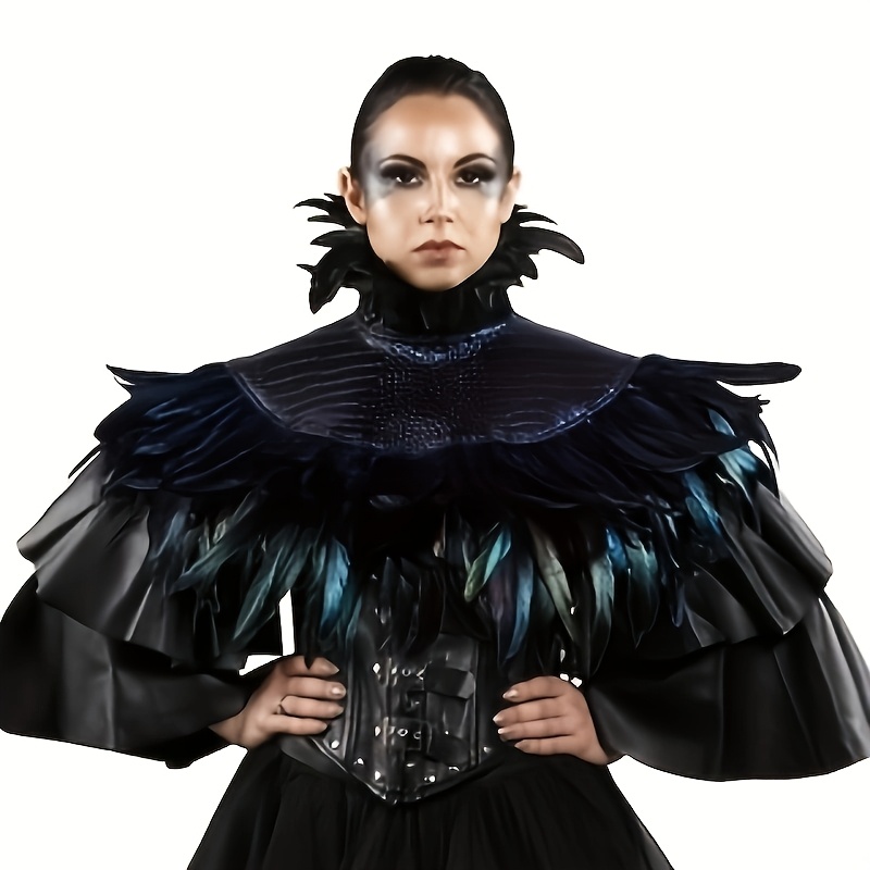 Image of Faux Feather Additions Shrug Shawl Faux Feather Shawl Collar Witch Role Play Costume For Men And Women Halloween Carnival