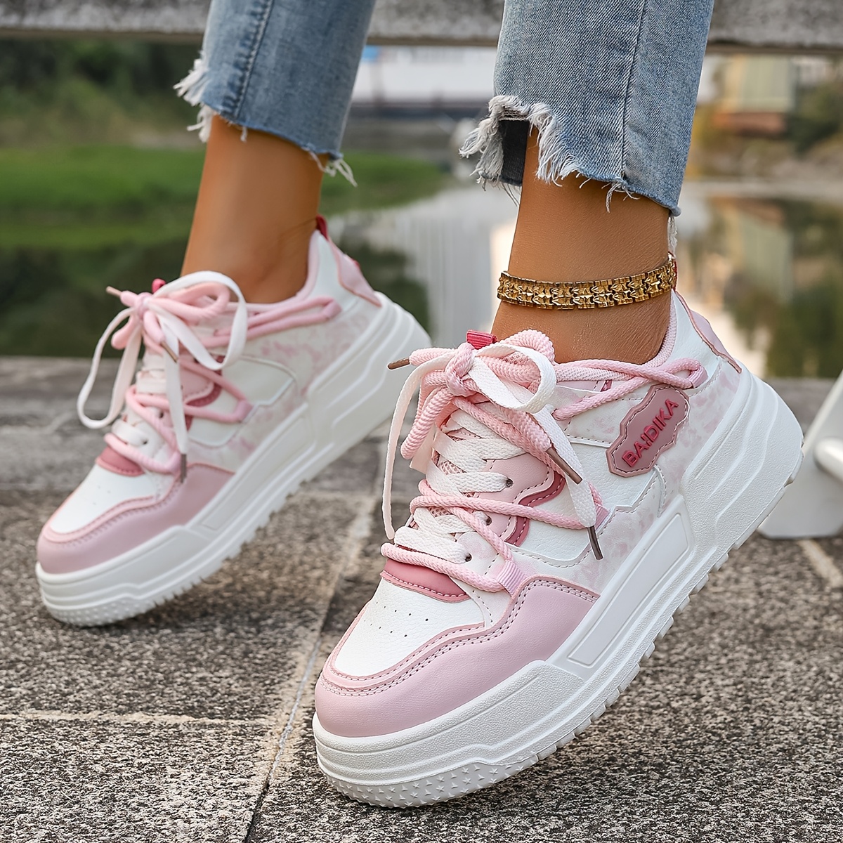 zapatillas blancas elegantes mujer transpirables cordones Temu