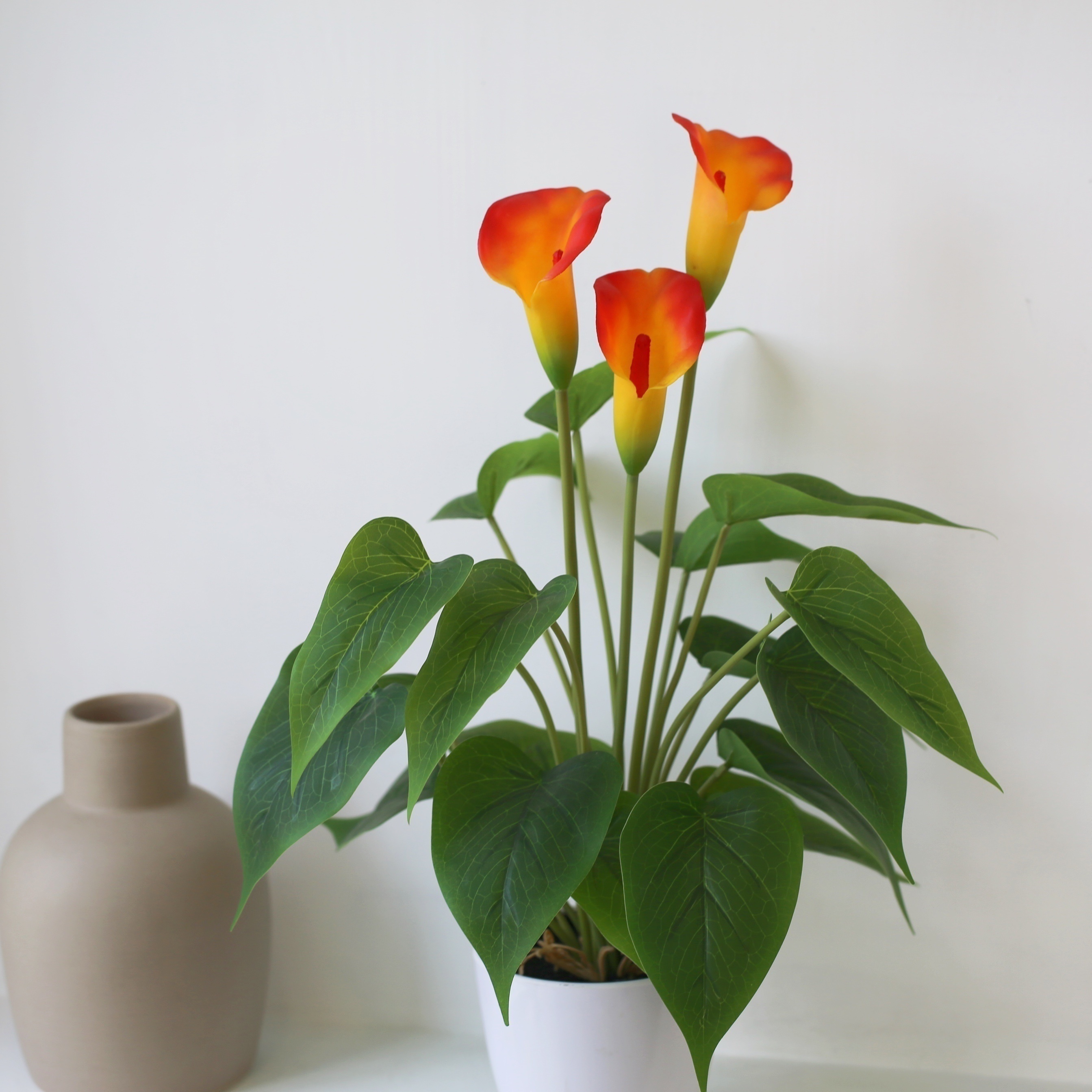 

Calla Lily Artificial Plant In White Pot: Contemporary Style, Plastic Material, Suitable For Home, Office, Indoor/outdoor Decorations - 20.8 Inches (orange Artificial Flowers)