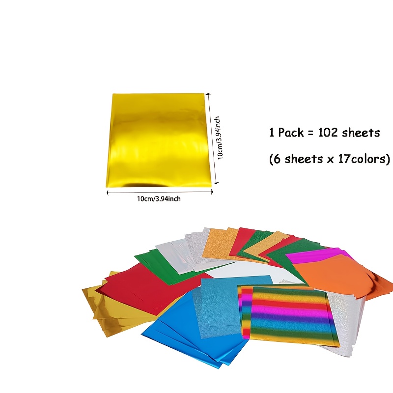 TEMU 102 Sheets Holographic Heat Transfer 17 Vibrant Colors - Reactive Craft Foil For Diy Projects, Handmade Accessories, And Hot Stamping Systems,