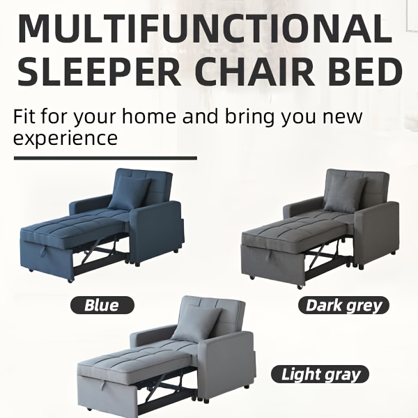 convertible sofa bed chair with pull out sleeper 3 in 1 reclining futon couch with storage pocket space saving design blue modern sleeper sofa with soft cushions sturdy   wood frame manual operation for small apartments dorms   ideal for guest rooms home offices plush cushioned seating velvet upholstery compact 2 seater sofa contemporary design sectional sofa for living room couche and sofa sofa and couche small sofa for small   bed Product details 4