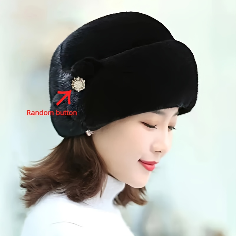 TEMU New Winter Mink Fur Top Hat, Fashion Warm Hat, Straw Bucket Hat, Trendy Autumn Winter Women's Hat, Mink Fur High Top Hat, Fashion Warm, Suitable