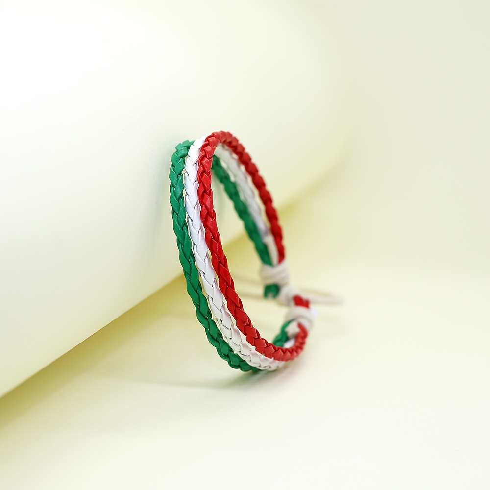 Image of Handmade Pu Bracelet, 1pc/ Fashion Artificial Accessory With Adjustable Size Classic Bracelet